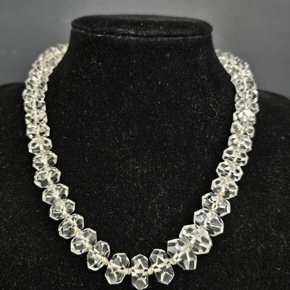 Vintage Crystal Glass Graduated 15" Choker Necklace Amazing Piece - Picture 2 of 13